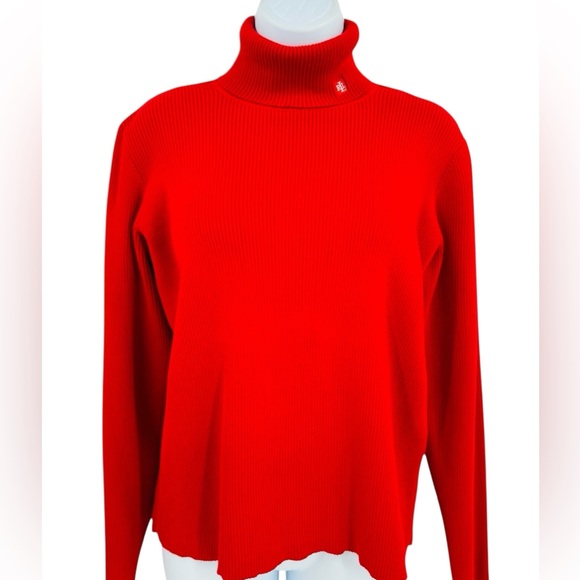 Lauren Ralph Lauren Red Ribbed Turtleneck Sweater Sz. XL RLL - Picture 3 of 8